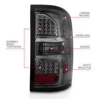 ANZO 2014-2018 GMC Sierra LED Tail Lights Black Housing Smoke Lens - Burkken Auto Parts