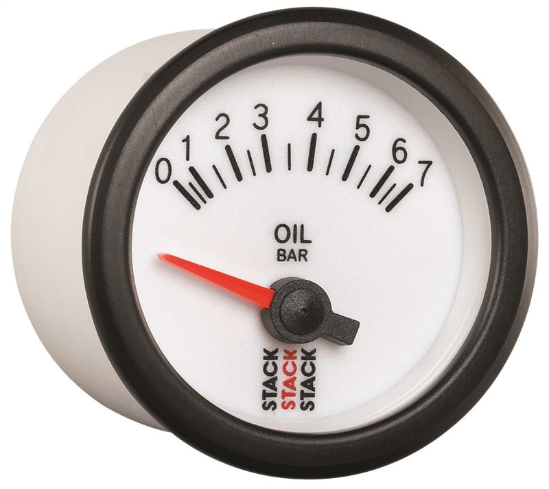 Autometer Stack 52mm 0-7 Bar M10 Male Electric Oil Pressure Gauge - White - Burkken Auto Parts