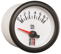 Autometer Stack 52mm 0-7 Bar M10 Male Electric Oil Pressure Gauge - White - Burkken Auto Parts