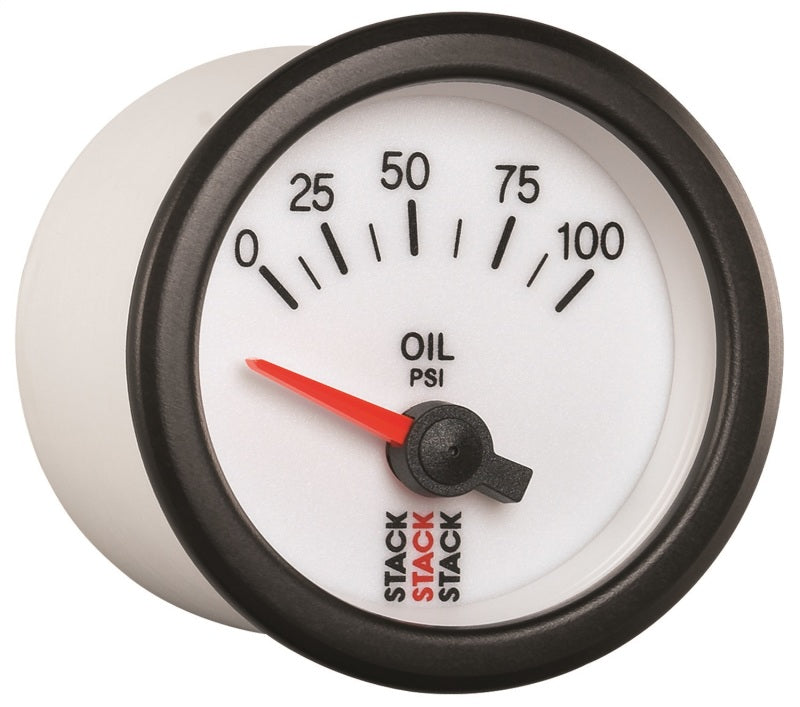 Autometer Stack 52mm 0-100 PSI 1/8in NPTF Electric Oil Pressure Gauge - White - Burkken Auto Parts