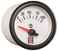 Autometer Stack 52mm 0-100 PSI 1/8in NPTF Electric Oil Pressure Gauge - White - Burkken Auto Parts
