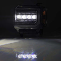 AlphaRex 14-18 GMC Sierra NOVA LED Proj Headlights Plank Style Black w/Activ Light/Seq Signal/DRL - Burkken Auto Parts