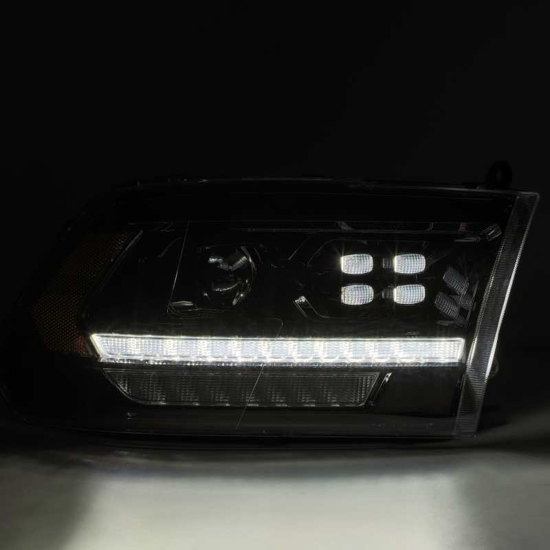 AlphaRex 09-18 Dodge Ram 1500HD PRO-Series Proj Headlights Plank Style Alpha Black w/Seq Signal/DRL - Burkken Auto Parts