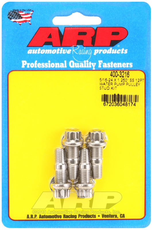 ARP 5/16-24 X 1.250 SS 12pt Water Pump Pulley Stud Kit - Burkken Auto Parts