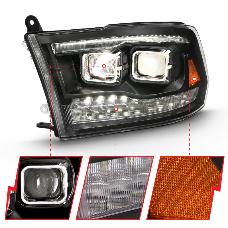 ANZO 2009-2018 Dodge Ram 1500 Projector H.L. Switchback Chrome Amber - Burkken Auto Parts