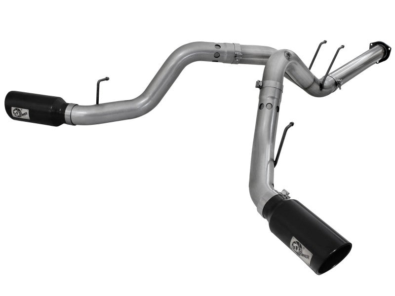 aFe Large Bore-HD 4in 409 Stainless Steel DPF-Back Exhaust w/Black Tip 15-16 Ford Diesel V8 Trucks - Burkken Auto Parts