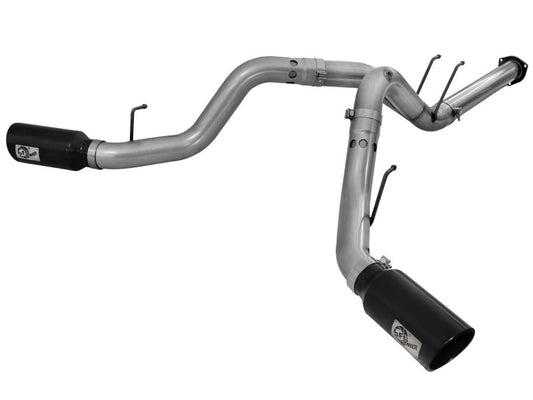 aFe Large Bore-HD 4in 409 Stainless Steel DPF-Back Exhaust w/Black Tip 15-16 Ford Diesel V8 Trucks - Burkken Auto Parts
