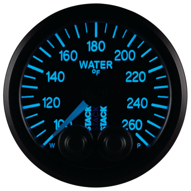 Autometer Stack Pro Control 52mm 100-260 deg F Water Temp Gauge - Black (1/8in NPTF Male) - Burkken Auto Parts