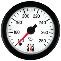 Autometer Stack 52mm 140-280 Deg F 1/8in NPTF Male Pro Stepper Motor Oil Temp Gauge - White - Burkken Auto Parts