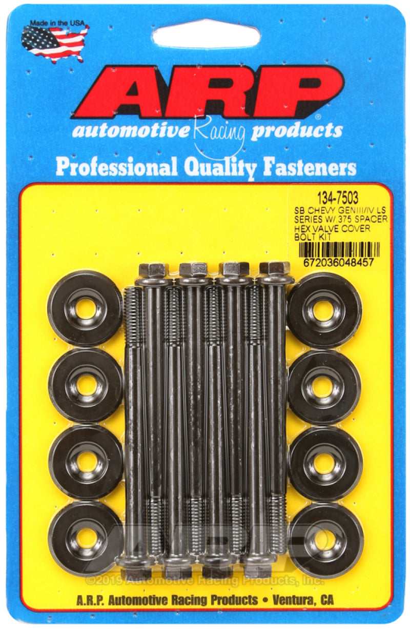 ARP Small Block Chevy GENIII/IV LS Series .375 Spacer Hex Valve Cover Bolt Kit - Black - Burkken Auto Parts
