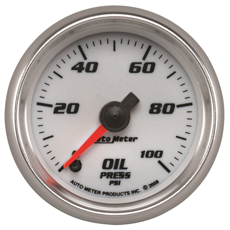 Autometer Pro-Cycle Gauge Oil Pressure 2 1/16in 100psi Digital Stepper Motor White - Burkken Auto Parts