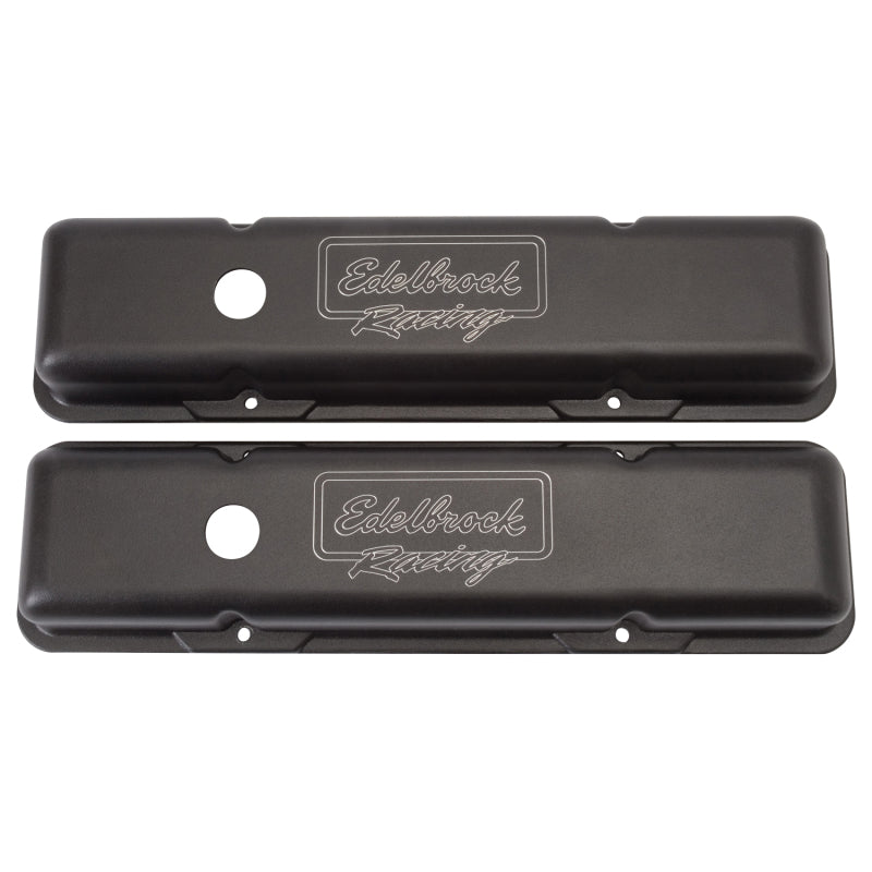Edelbrock Valve Cover Victor Series Chevrolet 1959-1986 262-400 CI V8 Low Black - Burkken Auto Parts
