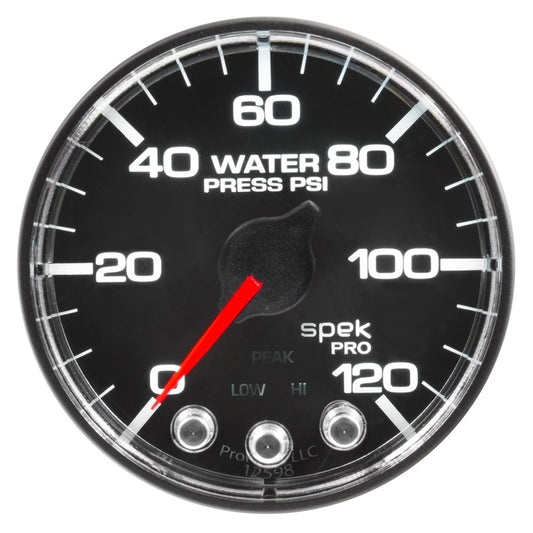 Autometer Spek-Pro Gauge Water Press 2 1/16in 120psi Stepper Motor W/Peak & Warn Blk/Chrm - Burkken Auto Parts