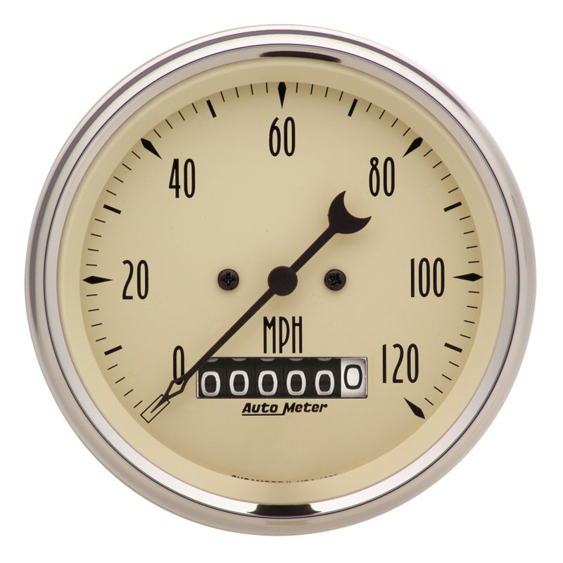 Autometer 3-3/8in 120mph Antique Beige Elec. Programmable Speedometer w/ Wheel Odometer - Burkken Auto Parts