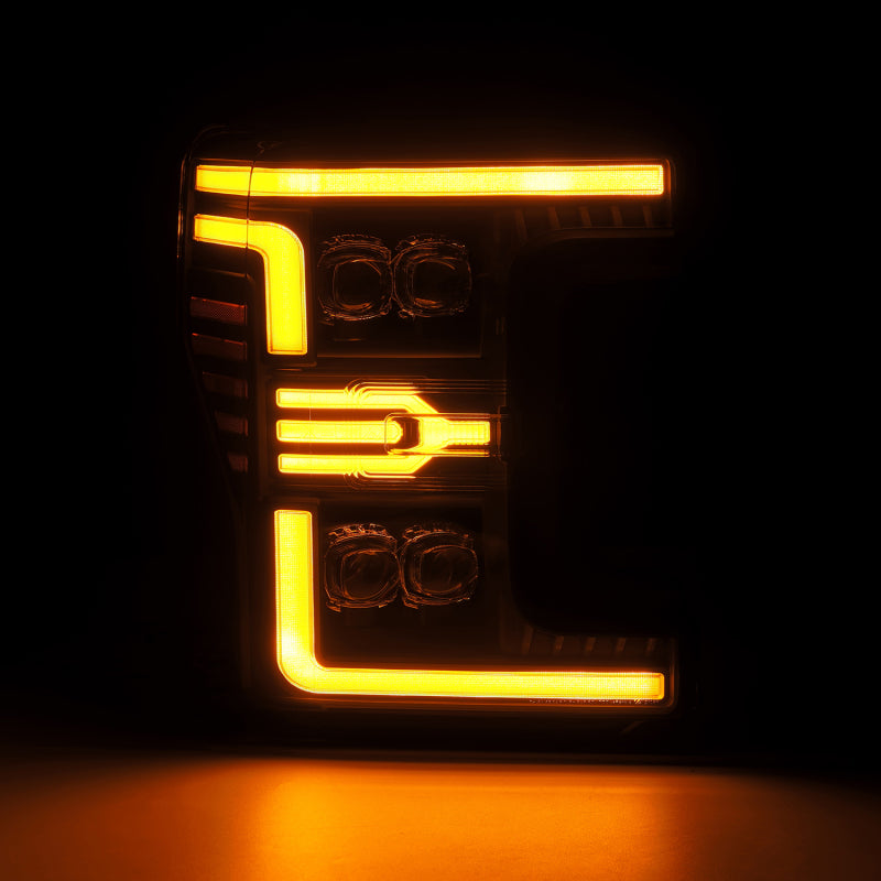 AlphaRex 17-19 Ford F-250/350/450 SD NOVA-Series LED Proj Headlights Alpha-Bk w/Acv Light SS & SBDRL - Burkken Auto Parts