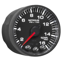 Autometer Spek-Pro Gauge Nitrous Press 2 1/16in 1600psi Stepper Motor W/Peak & Warn Blk/Blk - Burkken Auto Parts