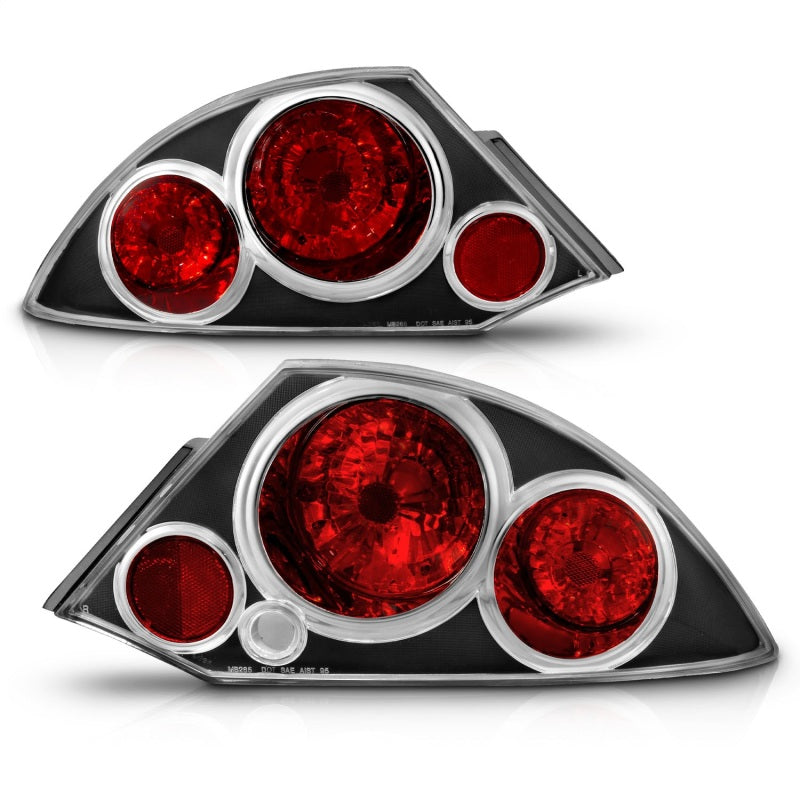 ANZO 2000-2005 Mitsubishi Eclipse Taillights Black - Burkken Auto Parts