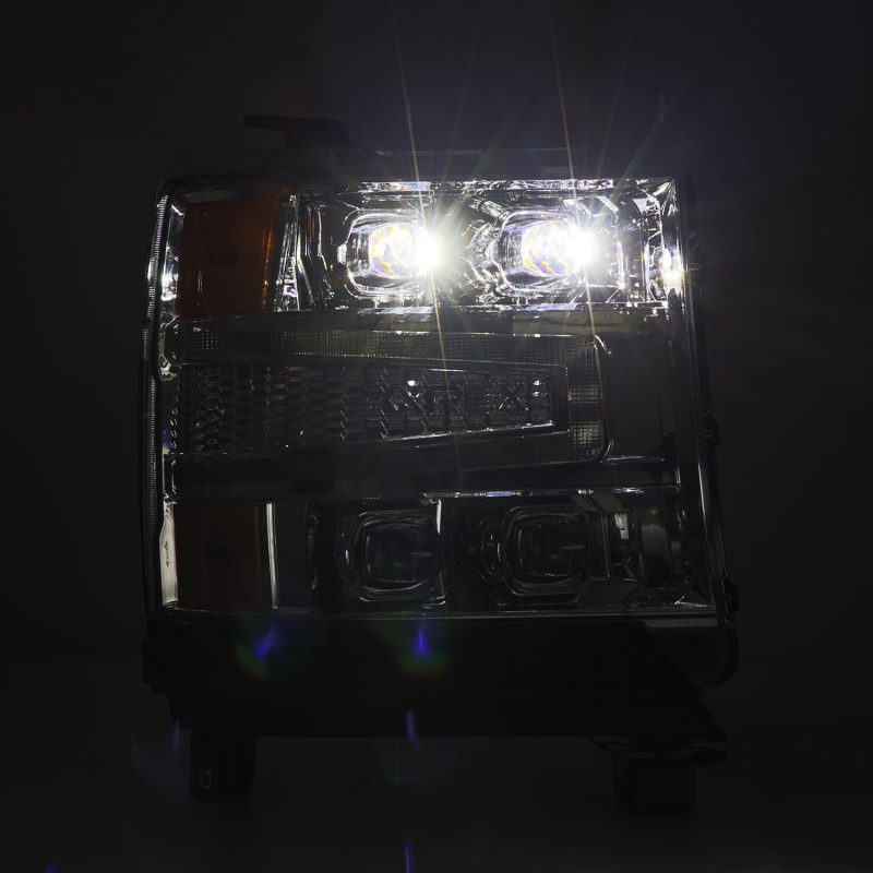AlphaRex 16-18 Chevy 1500HD NOVA-Series LED Proj Headlights Chrm w/Actv Lgt/SeqSig & DRL(Req 810023) - Burkken Auto Parts