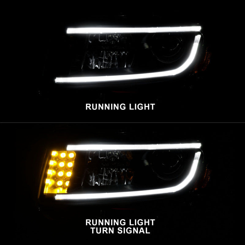 ANZO 2014-2015 Jeep Grand Cherokee Projector Headlights w/ Plank Style Design Black - Burkken Auto Parts