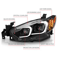 ANZO 2014-2015 Mazda 6 Projector Headlights w/ Plank Style Design Black - Burkken Auto Parts