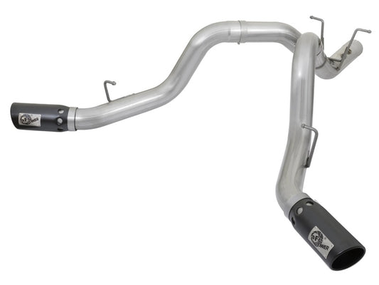 aFe ATLAS 4in DPF-Back Alum Steel Exhaust System w/Dual Exit Black Tip 2017 GM Duramax 6.6L (td) - Burkken Auto Parts