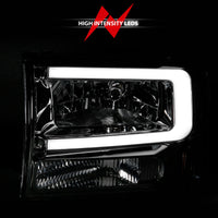 ANZO 99-04 Ford F250/F350/F450/Excursion (excl. 99) Crystal Headlights - w/ Light Bar Chrome Housing - Burkken Auto Parts