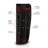 ANZO 2017+ Ford F-250 LED Taillights - Black/Smoke - Burkken Auto Parts