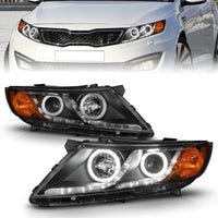 ANZO 2011-2013 Kia Optima Projector Headlights w/ Halo Black (CCFL) - Burkken Auto Parts