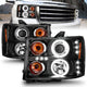 ANZO 2007-2013 GMC Sierra 1500 Projector Headlights w/ Halo Black - Burkken Auto Parts