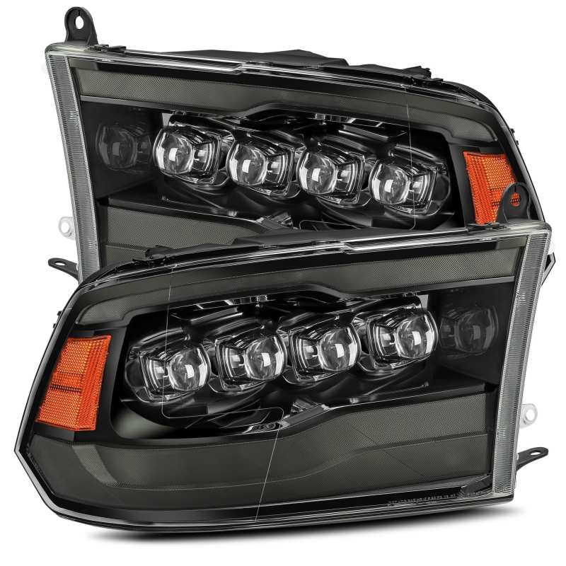 AlphaRex 09-18 Dodge Ram 1500HD NOVA LED Projector Headlights Plank Style Design Alpha Black w/DRL - Burkken Auto Parts