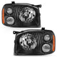 ANZO 2001-2004 Nissan Frontier Se Crystal Headlight Black Amber Reflector - Burkken Auto Parts