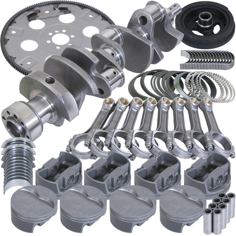 Eagle Chevy 350 1Pc 3.750in Crank 6.000in I-Beam Rods 4.030in Pistons 168 Tooth FP Balanced Assembly - Burkken Auto Parts