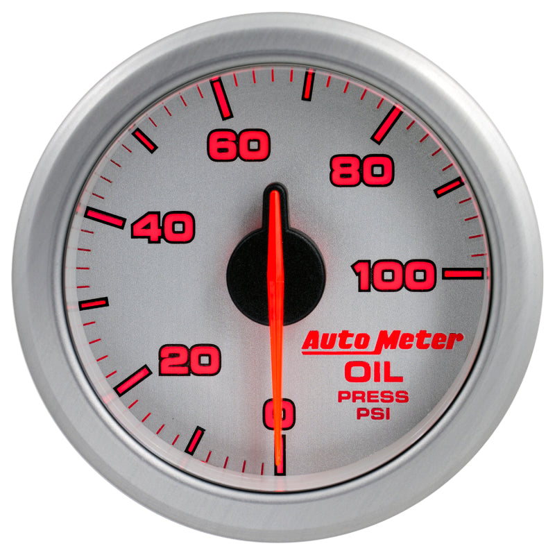 Autometer Airdrive 2-1/6in Oil Pressure Gauge 0-100 PSI - Silver - Burkken Auto Parts