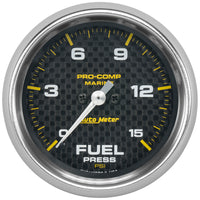 Autometer Marine Carbon Fiber 2-5/8in 15 PSI Digital Stepper Motor Fuel Pressure Gauge - Burkken Auto Parts