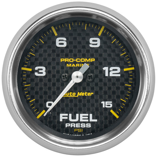 Autometer Marine Carbon Fiber 2-5/8in 15 PSI Digital Stepper Motor Fuel Pressure Gauge - Burkken Auto Parts