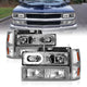 ANZO 88-98 Chevrolet C1500 Crystal Headlights Chrome Housing w/ Signal and Side Marker Lights - Burkken Auto Parts