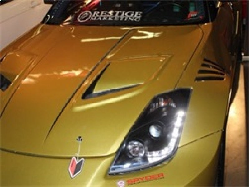 Spyder Nissan 350Z 03-05 Projector Headlights Halogen Model Only - DRL Black PRO-YD-N350Z02-DRL-BK - Burkken Auto Parts