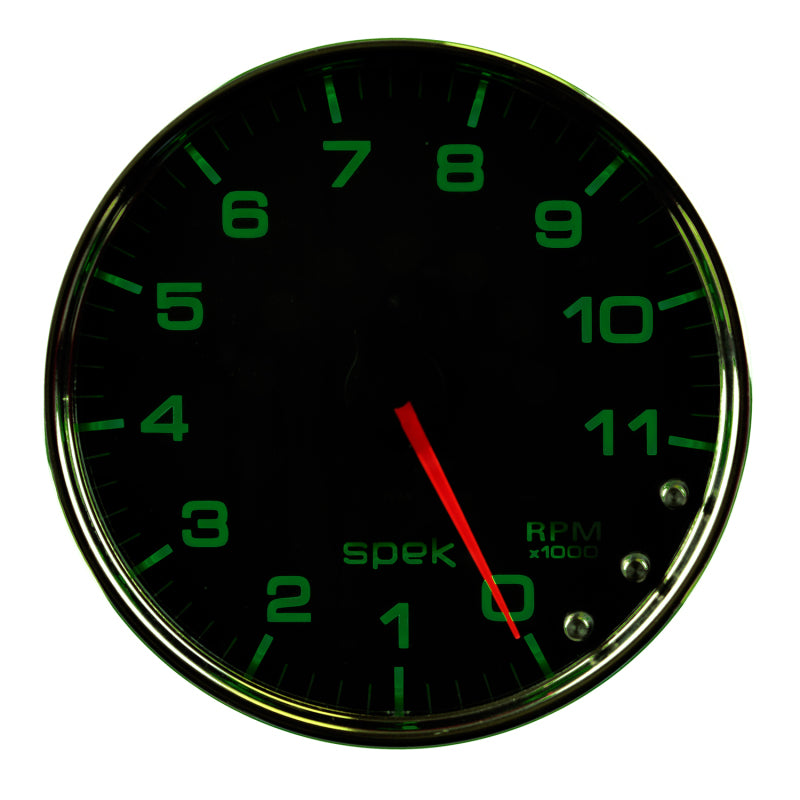 Autometer Spek-Pro Gauge Tachometer 5in 11K Rpm W/Shift Light & Peak Mem Black/Chrome - Burkken Auto Parts