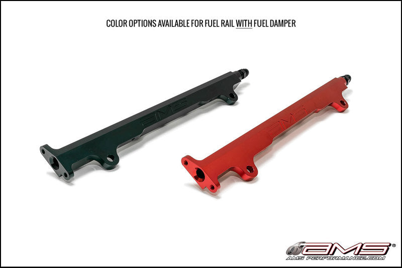AMS Performance 08-15 Mitsubishi EVO X CNC Machined Aluminum Fuel Rail w/Pulsation Dampener - Black - Burkken Auto Parts