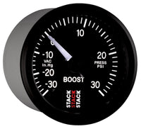 Autometer Stack 52mm -30INHG to +30 PSI (Incl T-Fitting) Pro Stepper Motor Boost Press Gauge - Black - Burkken Auto Parts