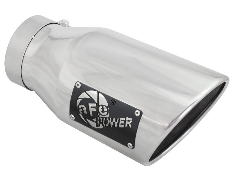 aFe MACH Force-XP 304 SS Right Side Single Wall Polished Exhaust Tip 4in Inlet x 6in Outlet x 12in L - Burkken Auto Parts