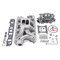 Edelbrock Manifold And Carb Kit Performer RPM Air-Gap Small Block Ford 351W Natural Finish - Burkken Auto Parts