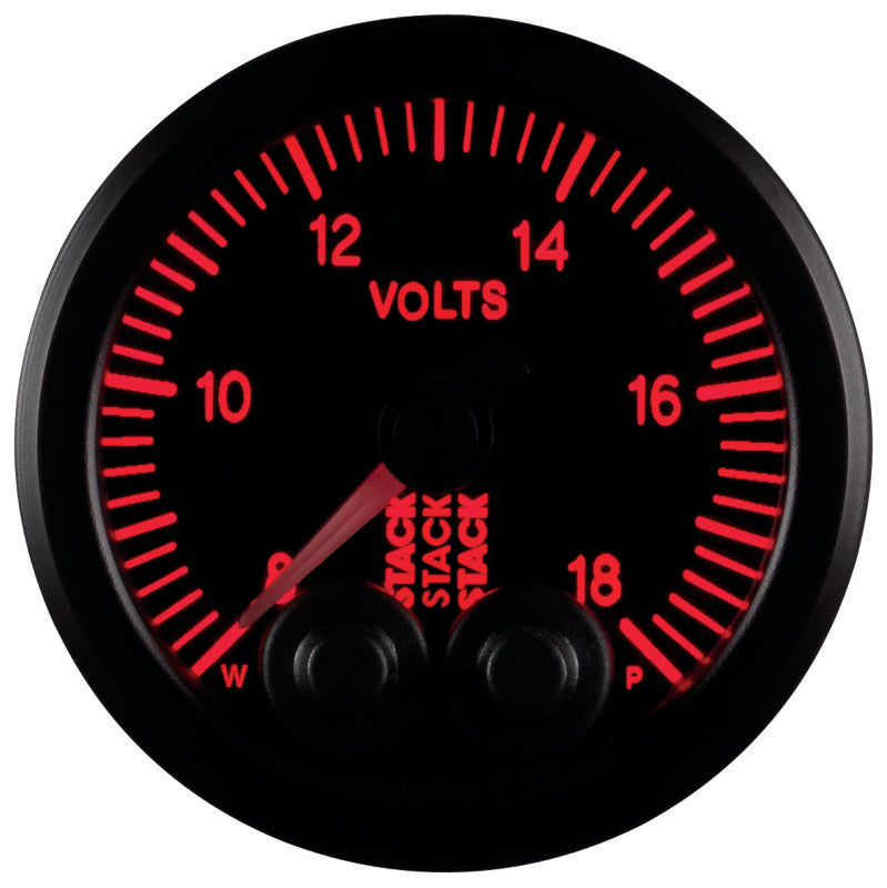 Autometer Stack 52mm 8-18V Pro-Control Battery Voltage Gauge -Black - Burkken Auto Parts