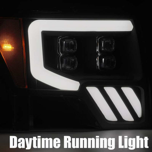 AlphaRex 09-14 Ford F-150 NOVA LED Projector Headlights Plank Style Chrome w/Activ Light/Seq Signal - Burkken Auto Parts