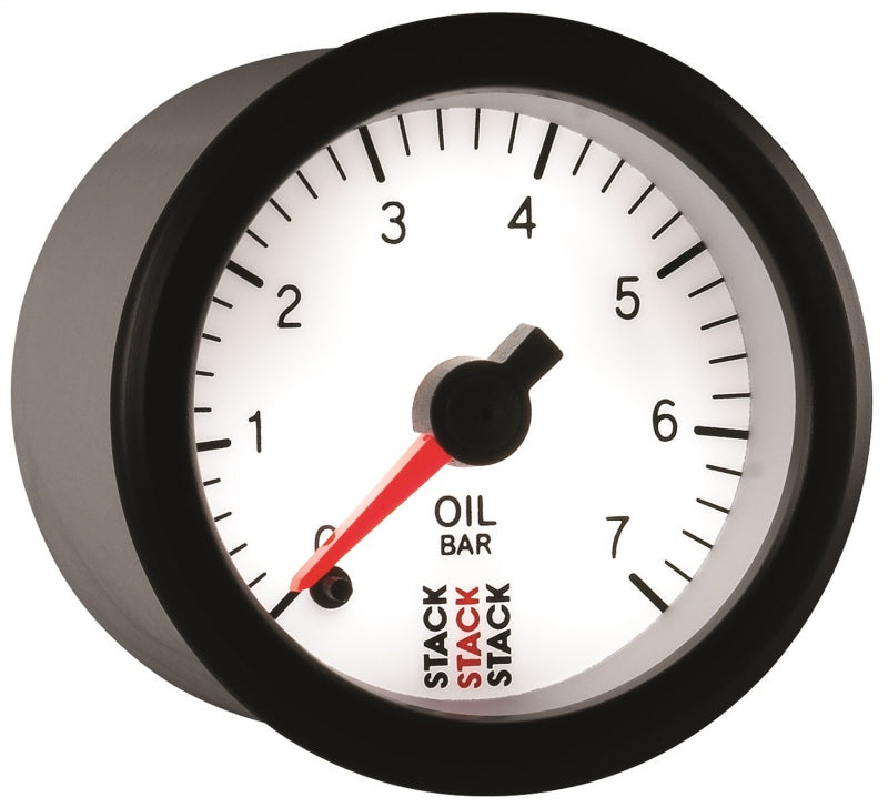Autometer Stack 52mm 0-7 Bar M10 Male Pro Stepper Motor Oil Pressure Gauge - White - Burkken Auto Parts