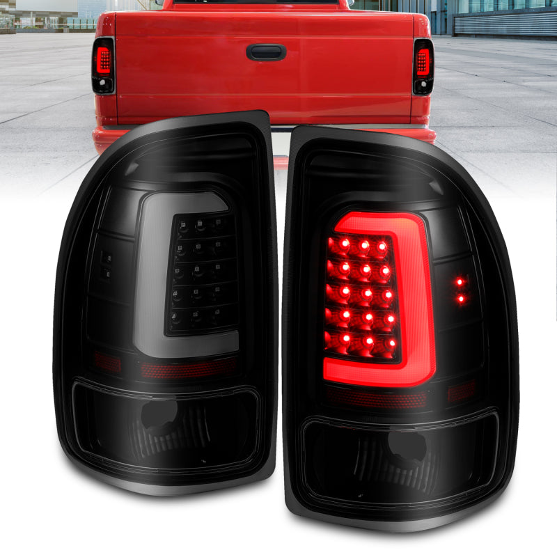 ANZO 1997-2004 Dodge Dakota LED Taillights Black Housing Smoke Lens Pair - Burkken Auto Parts