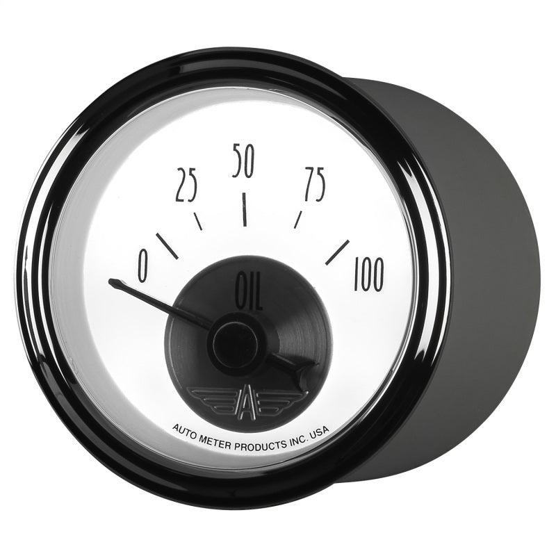 Autometer Prestige Series Pearl 2-1/16in 100PSI Electronic Oil Pressure Gauge - Burkken Auto Parts