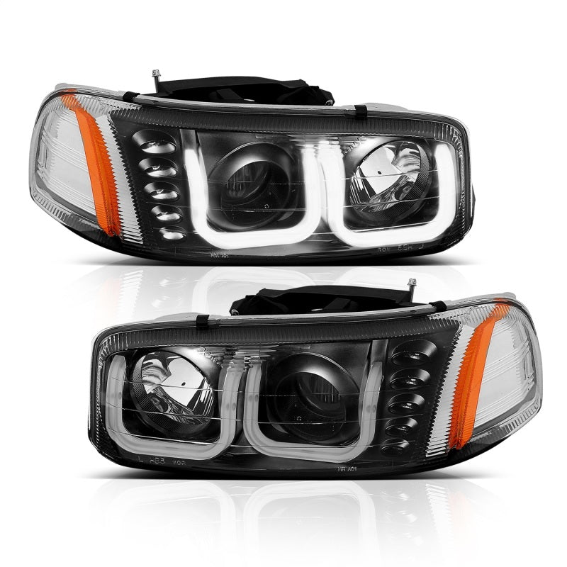 ANZO 1999-2006 GMC Sierra 1500 Projector Headlights w/ U-Bar Black - Burkken Auto Parts