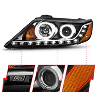 ANZO 2011-2013 Kia Sorento Projector Headlights w/ Halo Black (CCFL) - Burkken Auto Parts