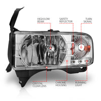 ANZO 1994-2001 Dodge Ram Crystal Headlights Chrome w/ LED - Burkken Auto Parts